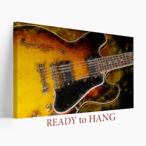 Abstract  Gibson Guitar, Guitar Canvas Print, Guitar Painting, Abstract Guitar Wall Art, Guitar Player Gift, Rock Club Decor