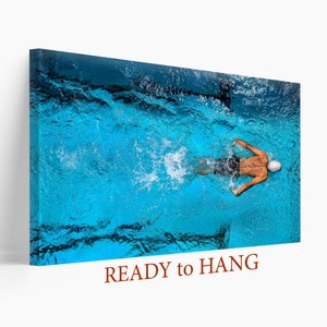 Swimming Pool Canvas Print, Swimming Wall Art, Swimmer Gift, Abstract Swimming Pool Photo, Swimming Print, Boys Room Decor
