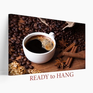 Kaffee Wandbild, Kaffee Wanddekor, Kaffee Leinwand Kunst, Kaffeebohnen, Kaffeebohnen Leinwanddruck