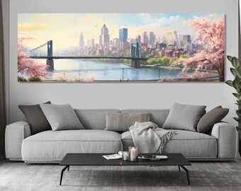 Pintura abstrata de Pittsburgh, impressão em tela do horizonte de Pittsburgh