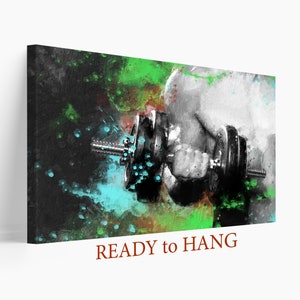 Abstract Dumbbell Decor,  Motivation Canvas, Abstract Gym Wall Art, Dumbbell Poster, Gym Room Decor