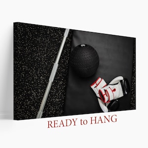 Gym Wall Decor, Modern Fitness Canvas Art, Sport Barbell, Sporty Girl Gift, Workout Print, Fitness Print, Fitness Motivation