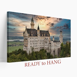 Neuschwanstein Schloss Leinwanddruck, Deutsche Wanddekoration, Europäische Architektur, Deutsches Schloss Foto, Deutsche Wandkunst, Herbst Leinwanddruck