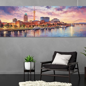Scenic Memphis Canvas Print, Memphis Skyline Painting, Large Memphis Wall Art, Memphis Poster