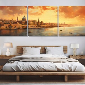 Vintage Valletta Canvas Print, Large Malta Wall Art, Stunning Valletta Painting, Retro Valletta Wall Decor, Malta Canvas Art image 4
