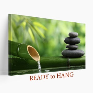 Spa Garden Canvas Print, Spa Wall Art, Bamboo Print, Spa Canvas Art, Zen Print, Nature Wall Art, Bedroom Wall Art, Spa Stones