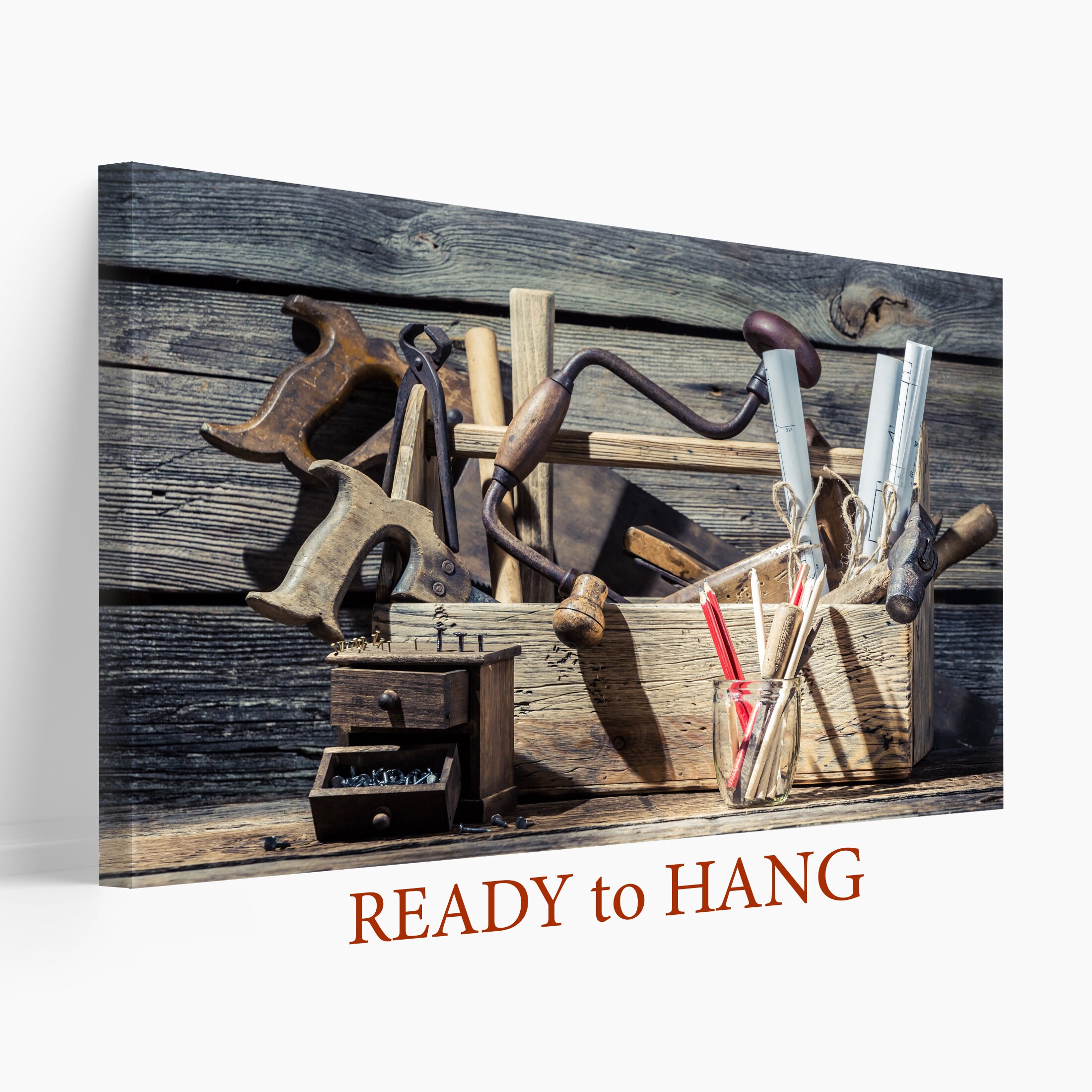 Vintage Tools Canvas Print Tool Wall Decor Construction Etsy