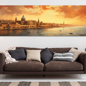 Vintage Valletta Canvas Print, Large Malta Wall Art, Stunning Valletta Painting, Retro Valletta Wall Decor, Malta Canvas Art image 7