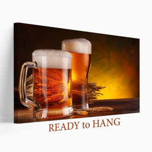 Beer Canvas, Beer Wall Art, Bar Wall Art,  Beer Poster, Drink Art Prints, Drinking Glass Print, Bar Beer Wall Decor, Alcohol Art