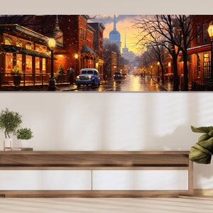 Large Nashville Wall Art, Stunning Nashville Retro Painting, Vintage Nashville Canvas Print, Nashville Wall Decor