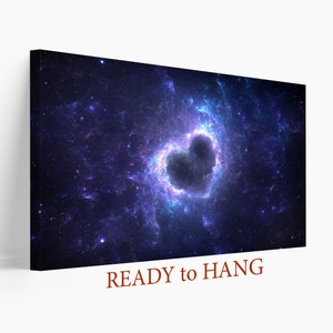 Heart of Stars Canvas Print, Space Wall Art, Galaxy Canvas Art, Valentine&#39;s day gift, Love gift, Galaxy Heart Canvas