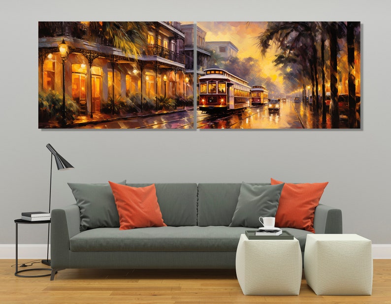 Vintage New Orleans Wall Art, New Orleans Retro Canvas Print, Large New