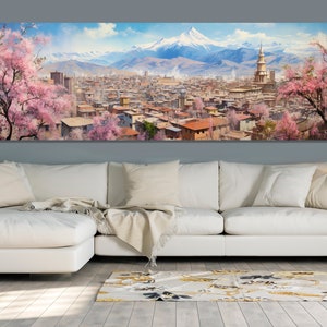 Scenic La Paz Skyline, La Paz Canvas Print, Large La Paz Painting, La Paz Wall Art, Bolivia Canvas Art