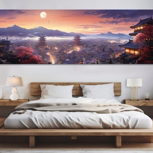 Kyoto Skyline Canvas Print, Large Kyoto Wall Art, Impressive Kyoto Painting, Kyoto Wall Decor, Japan Canvas Art