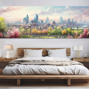 Scenic Montréal Skyline Painting, Colorful Montréal Canvas Print, Large Montréal Wall Art, Impressive Montréal Print, Canada Wall Decor