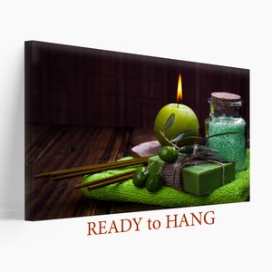 Green Spa Canvas Art, Zen Print Nature Wall Art Bedroom Wall Art