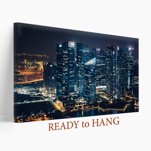 Singapore Skyscrapers Canvas Print, Marina Bay Sands Night Wall Decor, Singapore Wall Art