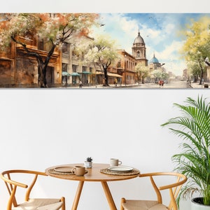 Spring El Paso Downtown Canvas Print, Large El Paso Wall Art, Stunning El Paso Retro Painting, El Paso Wall Decor