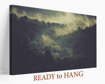 Forest Wall Art, Misty Forest Canvas Print, Forest Wall Art, Nature Landscape Office Decor