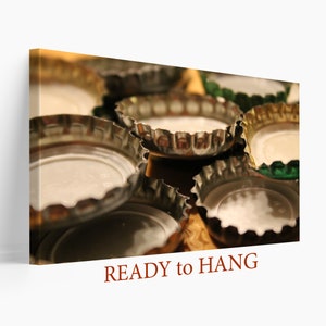 Beer Bottle Caps Canvas Art, Bar Wall Decor, Beer Print, Man Cave Decor, Restaurant Decor Beer Wall Art Beer Caps Poster