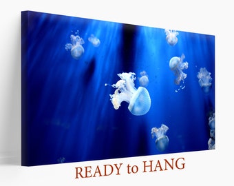 Cadeau duiker, onderwatercanvaskunst, oceaanafdruk, oceaankunst aan de muur, oceaankwallendoek, woonkamerdecor, oceaanmuurdecor, aquarium