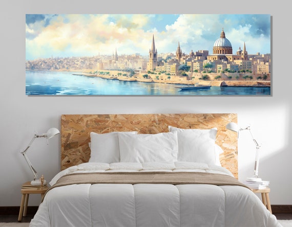 Impressive Valletta Canvas Print, Large Malta Wall Art, Stunning Valletta Painting, Valletta Wall Decor, Malta Wall Decor