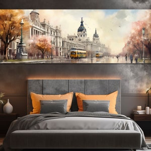 Large Madrid Wall Art, Vintage Madrid Painting Canvas Print, Impressive Madrid Retro Print, Spain Wall Art, Madrid Wall Decor