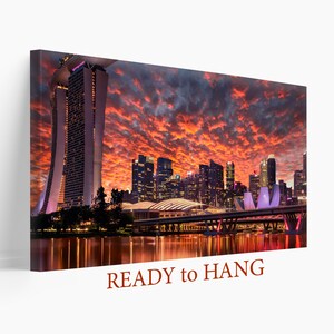 Singapore Skyscrapers Canvas Print, Marina Bay Sands Wall Decor, Singapore Wall Art