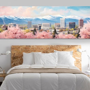 Stunning Boise Canvas Print, Large Boise Downtown Painting, Vintage Boise Wall Art, Boise Wall Decor