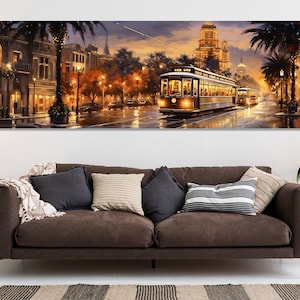 Impressive San Jose Retro Painting, Vintage San Jose Canvas Print, Large San Jose Wall Art, San Jose Downtown, San Jose Wall Decor