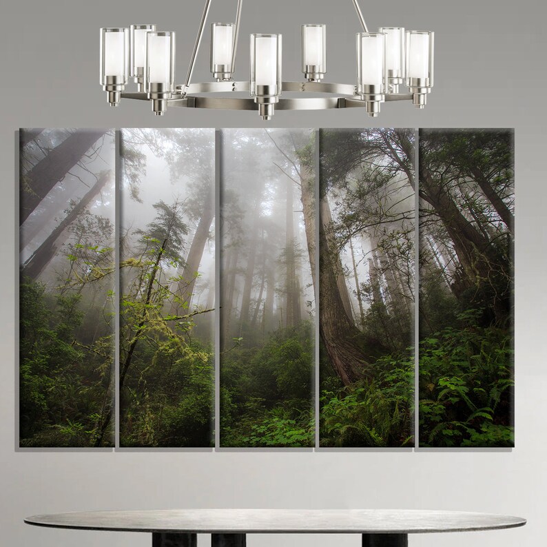 Misty Forest Wall Art Misty Forest Canvas Print Forest Wall Etsy