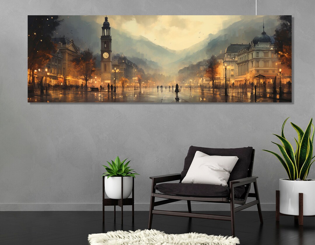 Vintage Sarajevo Painting, Sarajevo Canvas Print, Large Sarajevo Wall