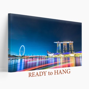 Singapore Nighttime Canvas, Marina Bay Sands Wall Decor, Singapore Wall Art