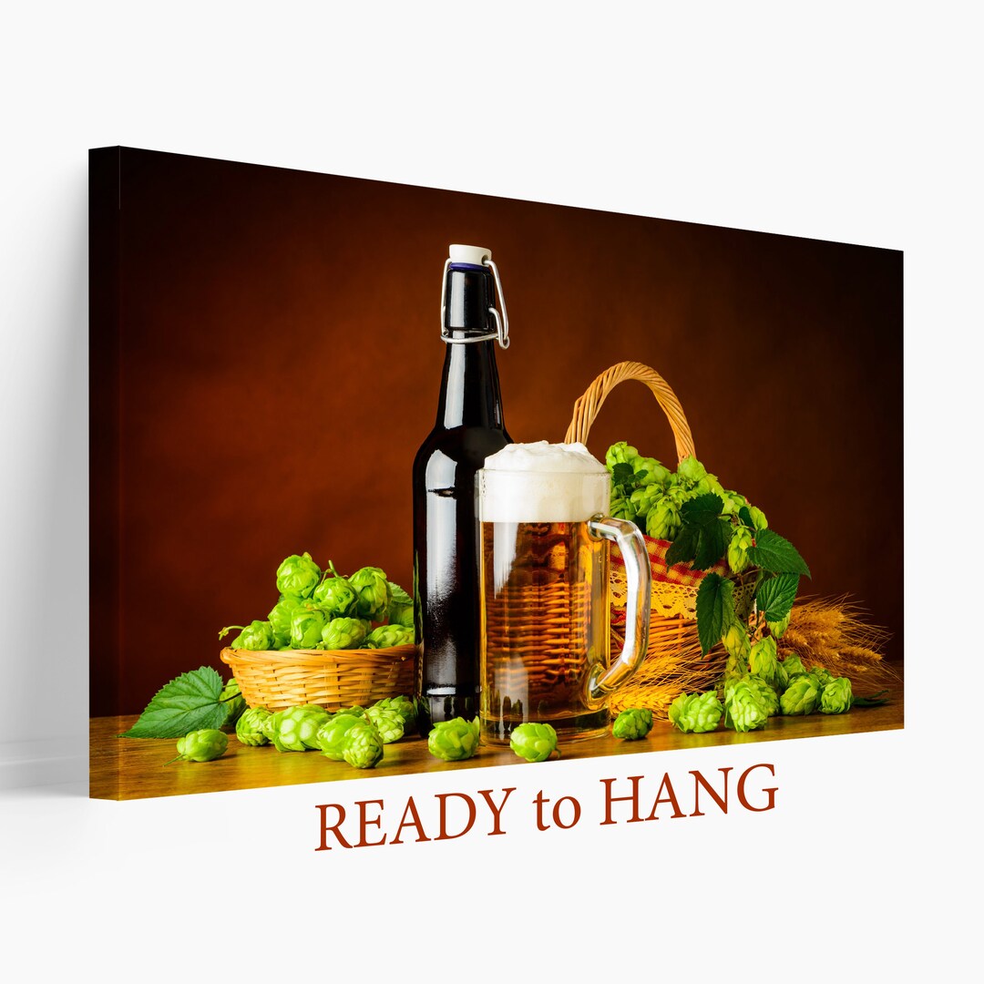 Beer Canvas Print Beer Barrel Canvas Bar Decor Restaurant Etsy Australia