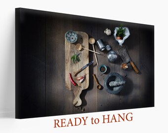 Cooking Wall Art, Vintage Cooking Tools Canvas Print