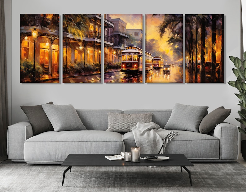 Vintage New Orleans Wall Art, New Orleans Retro Canvas Print, Large New