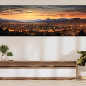 Large Addis Ababa Skyline Painting, Addis Ababa Canvas Print, Vintage Addis Ababa Wall Art, Ethiopia Canvas Art