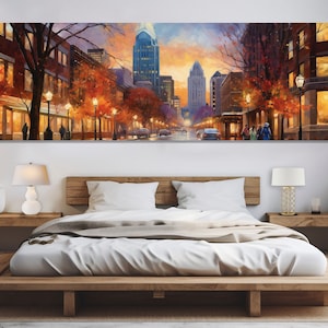 Large Charlotte Wall Art, Vintage Charlotte Canvas Print, Stunning Charlotte Retro Painting, Charlotte Downtown, Charlotte Wall Decor