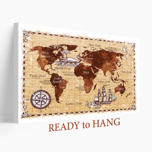 Kids Room Canvas Art, World Map Wall Art, Kids World Map,  Abstract World Map Wall Decor
