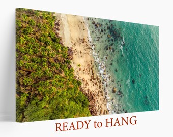 Aerial Beach View Canvas, Blue Ocean Water, Abstract Ocean Print, Ocean Wall Art, Blue Wall Decorr