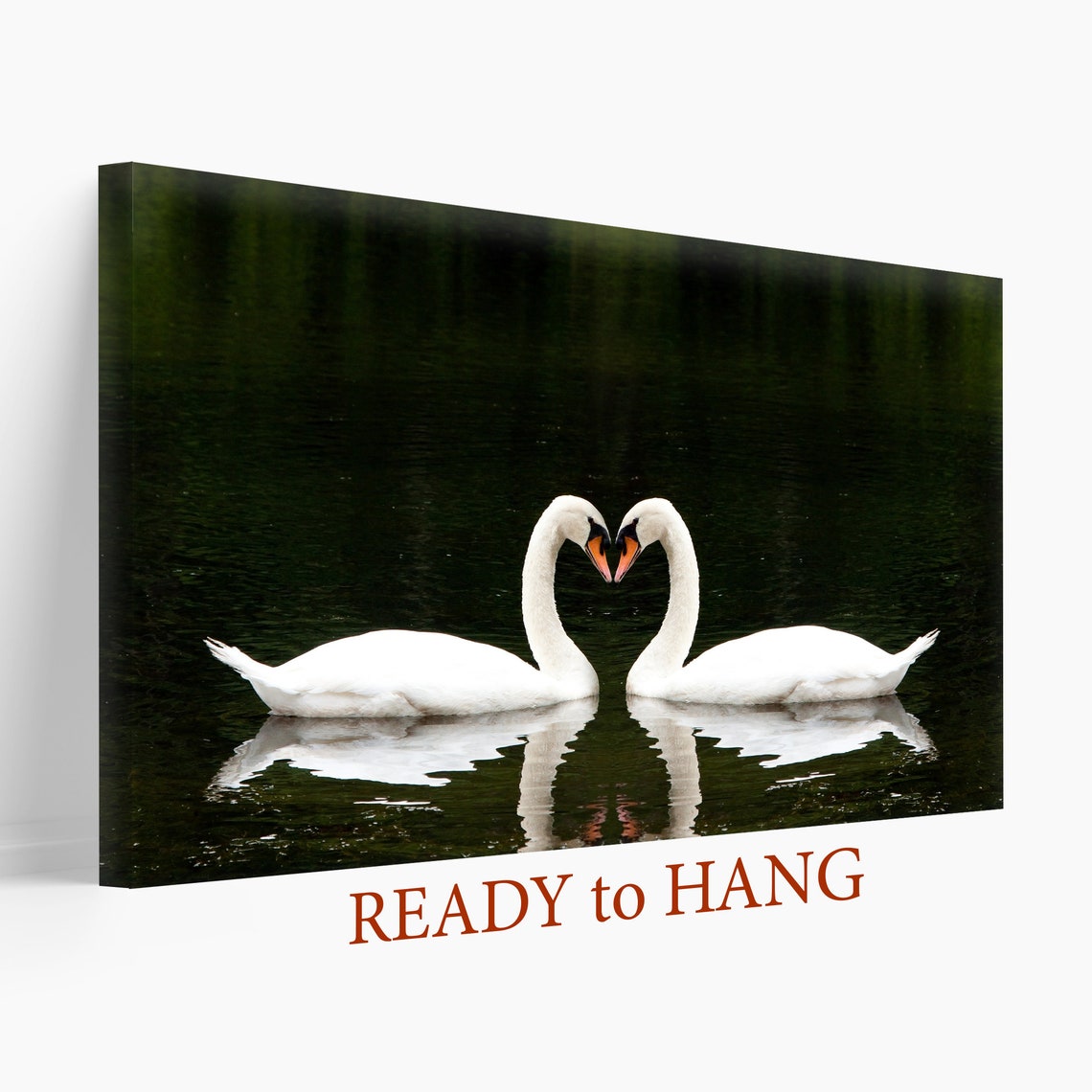 Swan Couple Canvas Print, Swan Wall Art, Romantic Print, Swan Poster, Swan Canvas Art Etsy