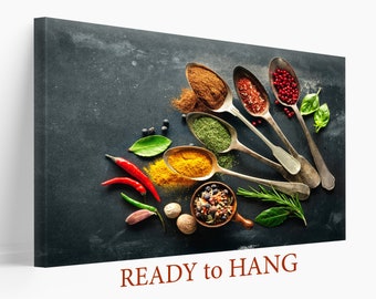 Indian Spices Canvas Print, Indian Food Wall Art, Restaurant Decor, Herbs, Kitchen Wall Art Food, Indian Wall Decor, Spices Wall Art