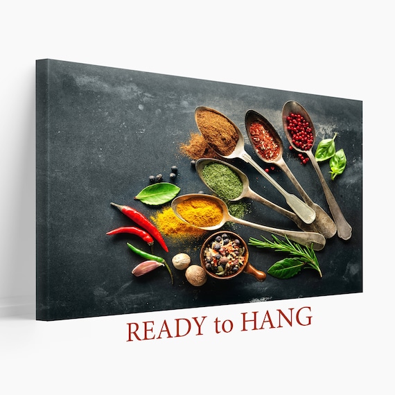 Aromatic Spices Wall Art　ビンテージ　アート Amazon.com: Kitchen Wall Art - Vintage Herbs & Spices Canvas