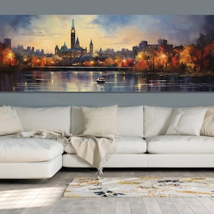 Vintage Ottawa Skyline Painting, Ottawa Canvas Print, Large Ottawa Wall Art, Stunning Ottawa Retro Print, Canada Wall Art