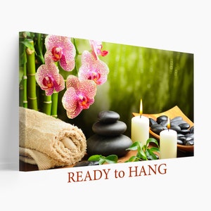 Spa Canvas Print, Garden Decor, Spa Print, Spa Canvas Art, Zen Print, Nature Wall Art, Bedroom Wall Decor, Relax Wall Art