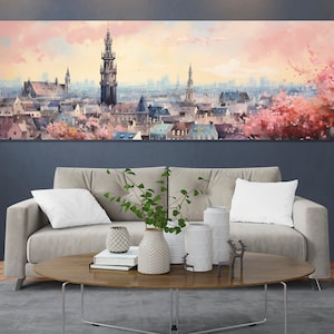 Brussels Wall Art, Brussels Skyline Painting, Brussels Canvas Print, Large Brussels Wall Art, Belgium Wall Art
