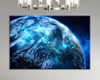 地球キャンバス、宇宙写真、地球キャンバスアート、宇宙ウォールアート