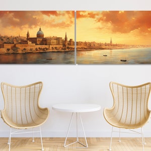 Vintage Valletta Canvas Print, Large Malta Wall Art, Stunning Valletta Painting, Retro Valletta Wall Decor, Malta Canvas Art image 5