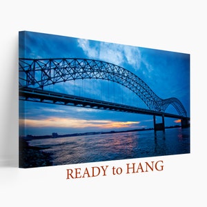 Night Bridge Canvas Print, Baton Rouge Bridge, Mississippi River Canvas Print