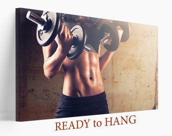 Fitness Wall Art, Fitness Girl Canvas Print, Fitness Motivation Canvas Art, Gym Wall Art, Fitness Print